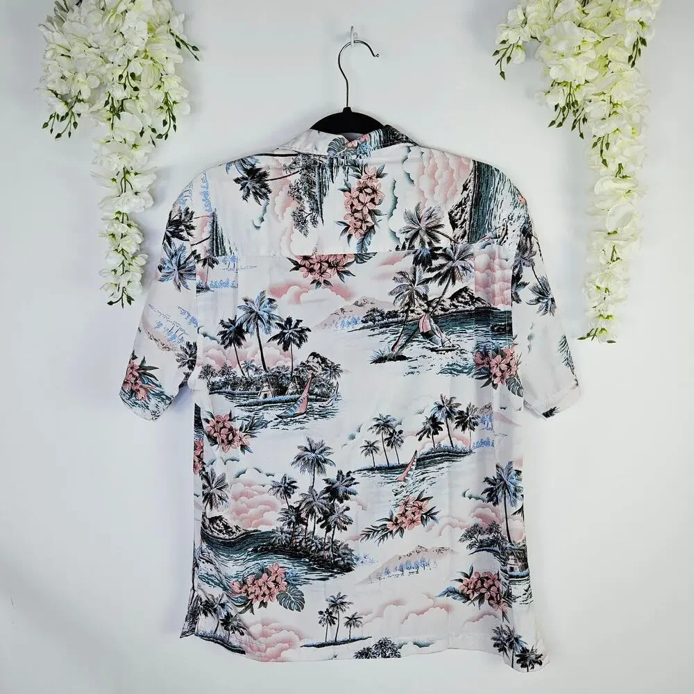 Milano Bay Mens Small Hawaiian Button UP Shirt Tropical Vacation Resort Beach - Picture 4 of 14